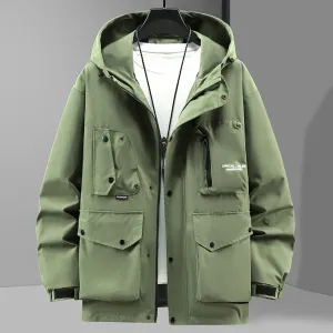 Waterproof Windbreak Cargo Jacket Men Hooded Coat Plus Size 12XL Fashion Casual Solid Color Jackets Big Size 12XL Coats Male