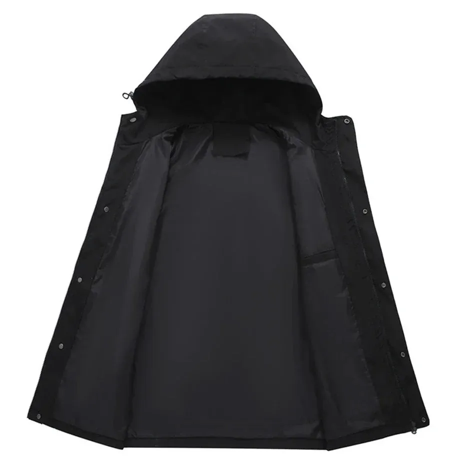 Waterproof Windbreak Cargo Jacket Men Hooded Coat Plus Size 12XL Fashion Casual Solid Color Jackets Big Size 12XL Coats Male