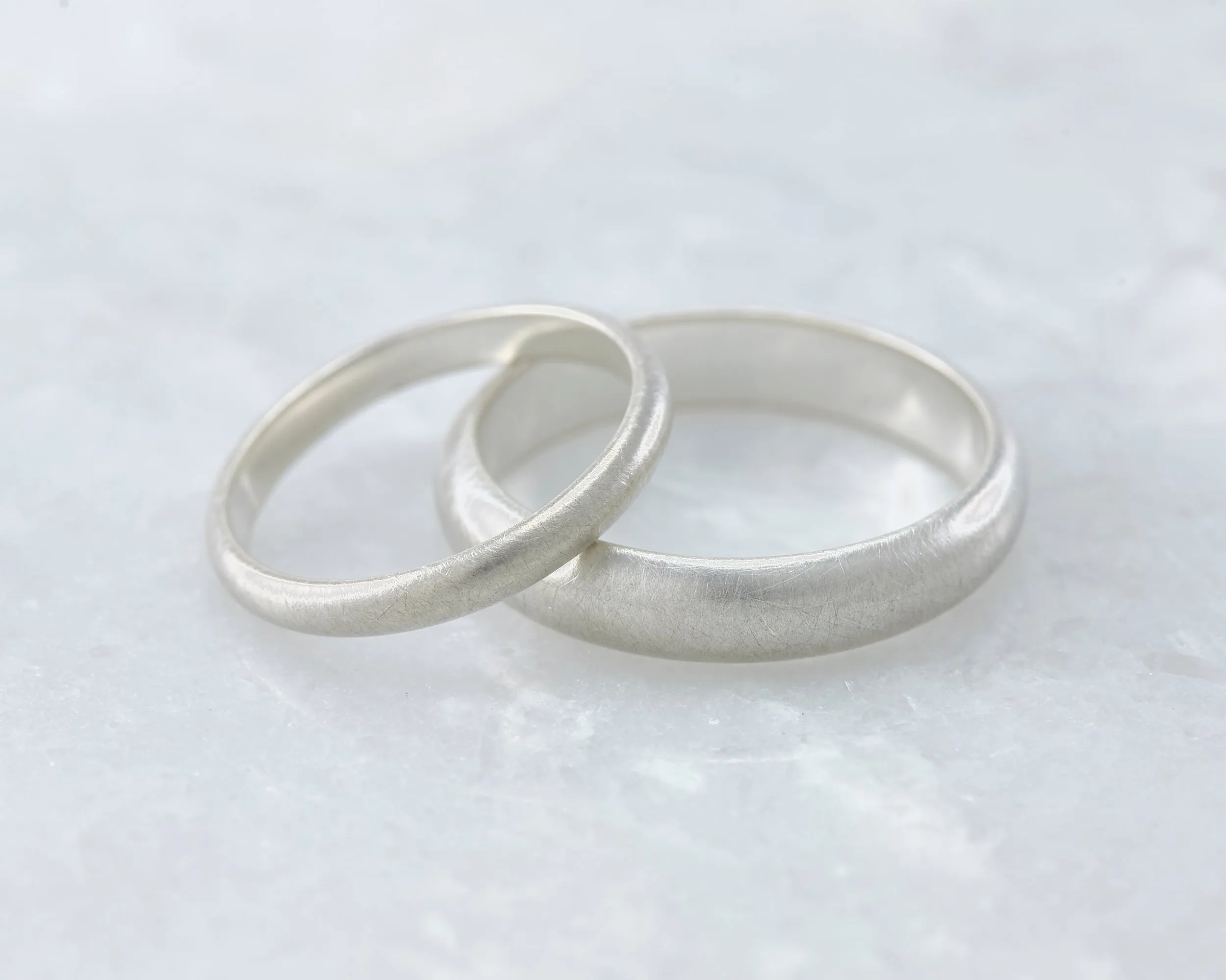 Wedding Band Set Brushed