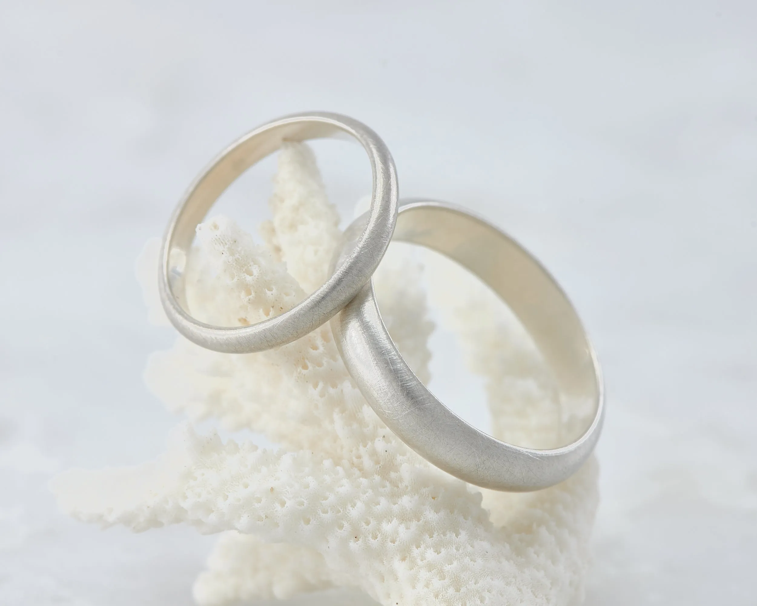 Wedding Band Set Brushed