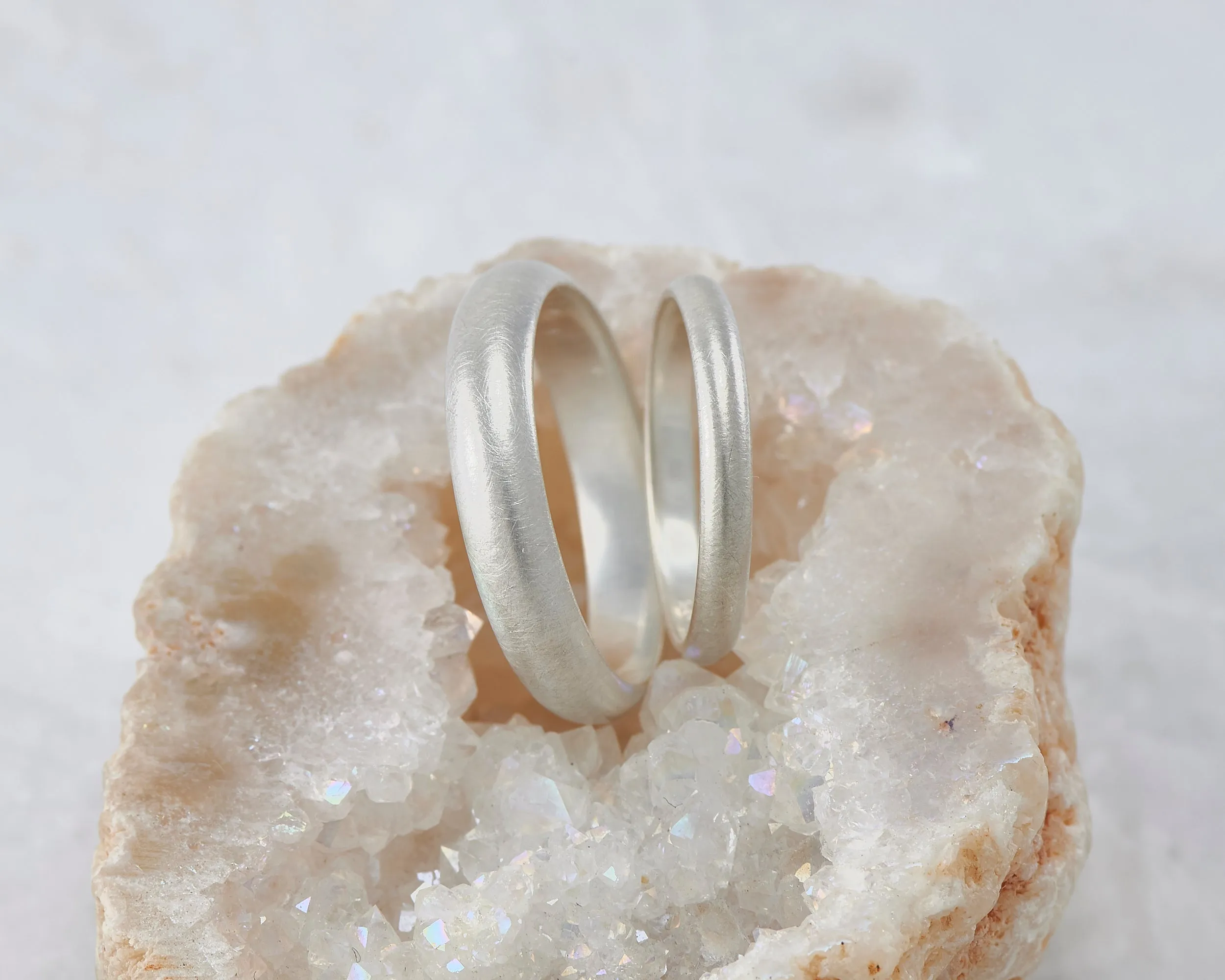 Wedding Band Set Brushed