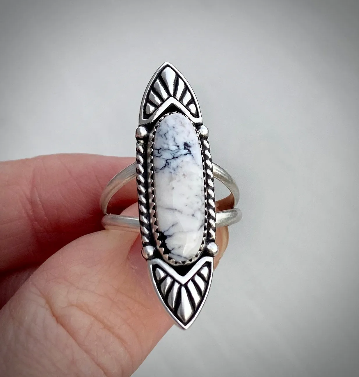 White Buffalo Chevron Ring