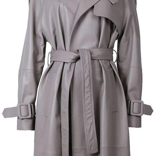 Women Crocodile Pattern Long Leather Coat