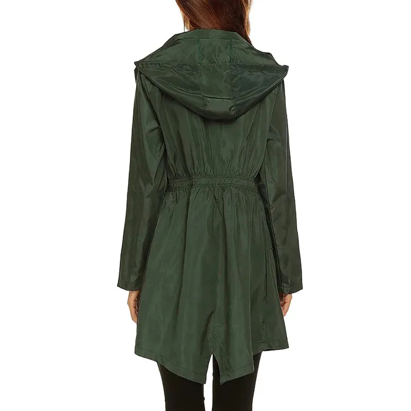Women's Lightweight Jacket 2021 Windproof Waterproof Raincoat Female Hooded Outdoor Hiking Long Rain Tops Rainwear