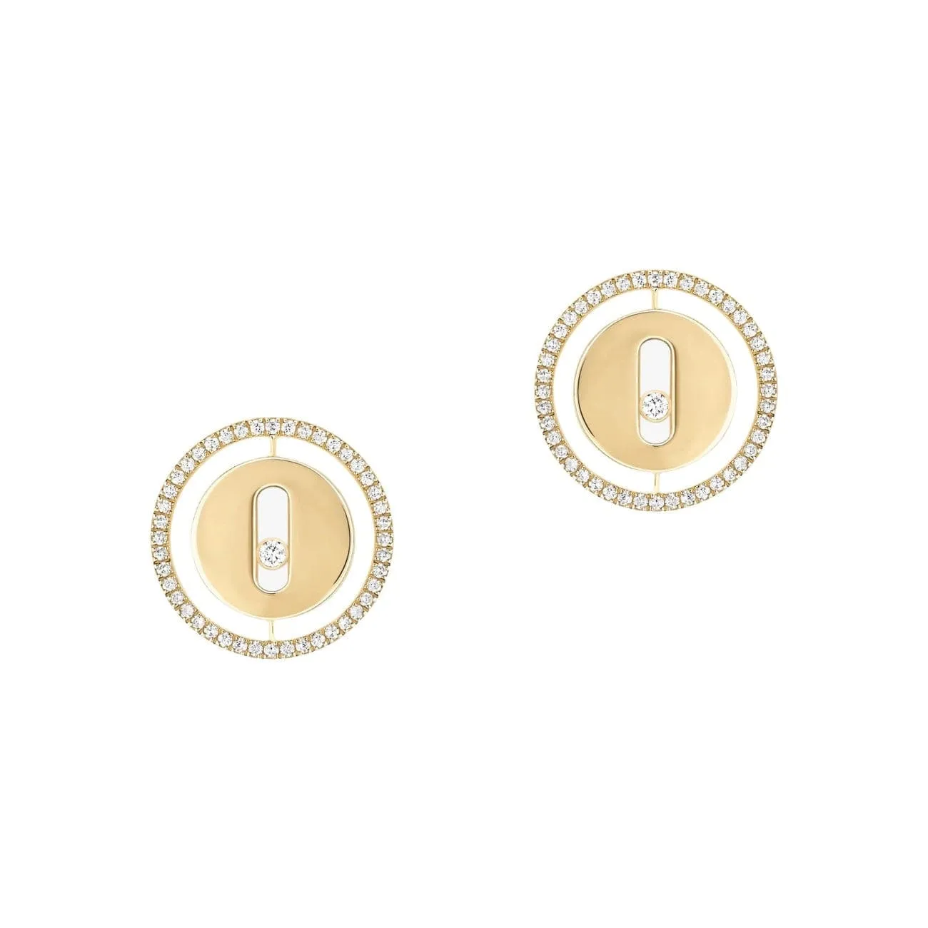 YELLOW GOLD DIAMOND EARRINGS LUCKY MOVE STUD EARRINGS